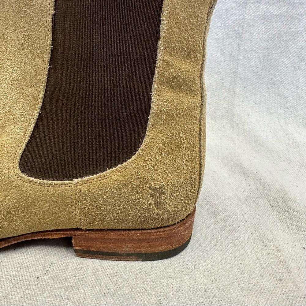 Frye tan and brown nubuck leather Chelsea boots women's size 8.5 - Picture 3 of 16